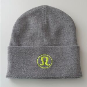 Lululemon Gray Beanie with Yellow Logo